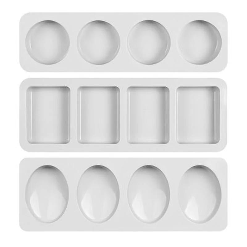 Molde 3D Oval Redondo Quadrado Moldes de Sabonetes Molde de Silicone para Fazer Sabonetes Artesanais Formas