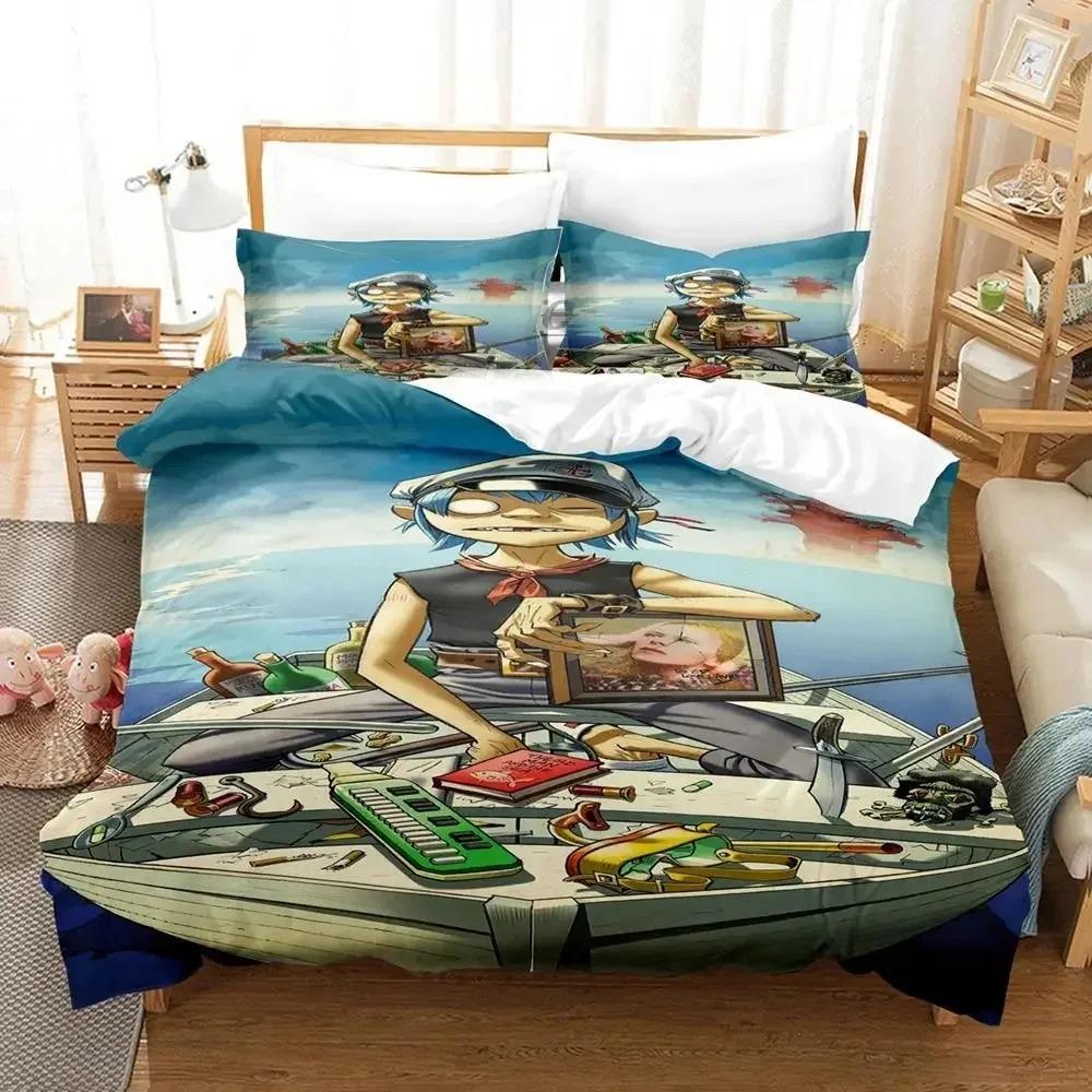 3D Print Music Gorillaz Bedding Set Duvet Cover Bed Set Quilt Cover Pillowcase Comforter King Queen Size Boys Adult Bedding Set