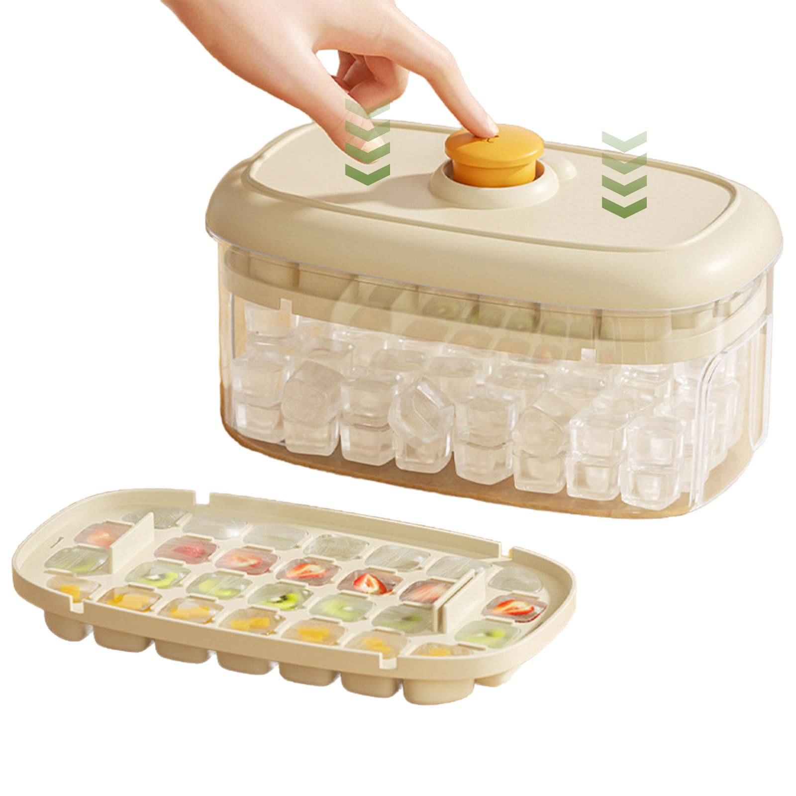 

aninako Ice Cube Ice Maker with Removes Ice in 1 Ice Making Square Ice Ice Tray with Small Ice Easy to Press to Large Suitable for Home Use Tray, Lid,