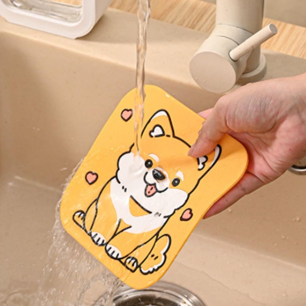 Silicone Floor Drain Cover Cartoon Dog Sewer Filter Pad  for Bathroom Hair Collection