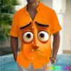 Camisas Hawaianas con Gráfico de Cara Sonriente Divertida Blusas de Manga Corta con Estampado 3D de Anime Blusa con Cuello para Fiesta de Vacaciones Verano