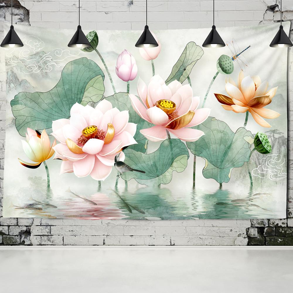 Tapiserie Frunză de Lotus Agățare de Perete Boem Hippie Mic Proaspăt Natural Covoraș de Masă Dormitor Decor Artă Acasă