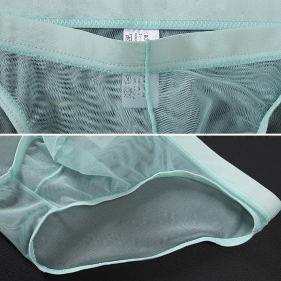Men Seamless Ice Silk Briefs Low-rise Ultra-Thin See-through Panties Solid Color Quick Drying Underwear
