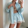Women's White Long Sleeve Shirt Dress Button Front Casual Mini Dress