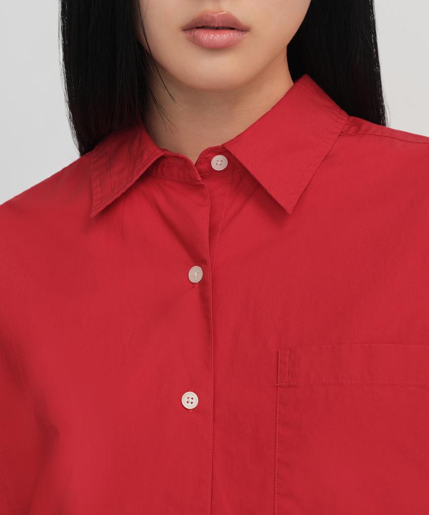 MUSINSA STANDARD WOMAN Women'S Oversized Washed Poplin Shirt [Red]