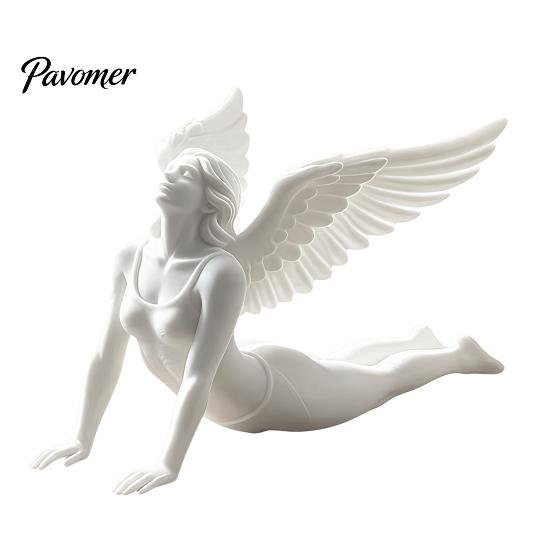 Commemorative Keepsake Gift 3D Printed Yoga Angel Figurine, Decorative Statue, Minimalist Sculpture with Detailed Versatile Interior Ornaments Wings,