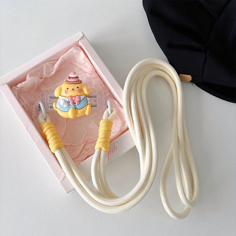 Cartoon Kt Cat Girl Heart Back Clip Diagonal Cross-Chain Braided Rope Mobile Phone Case Halter Neck Strap Mobile Phone Back Clip Anti-Fall
