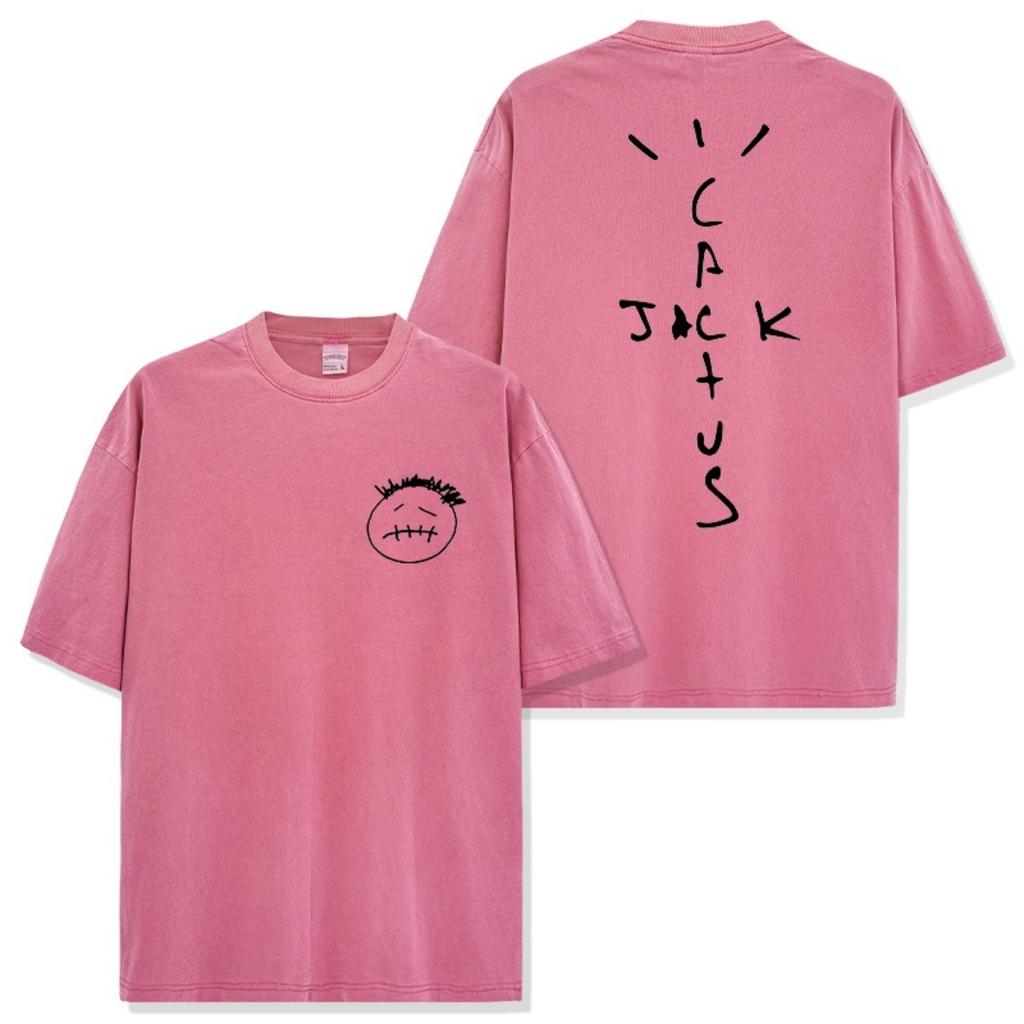 FlowStreet 100% Bavlna Oversized Tričko pro Muže Ženy HipHop Prané Trička Cactus Jack Krátký Rukáv Dárkové Vrcholy