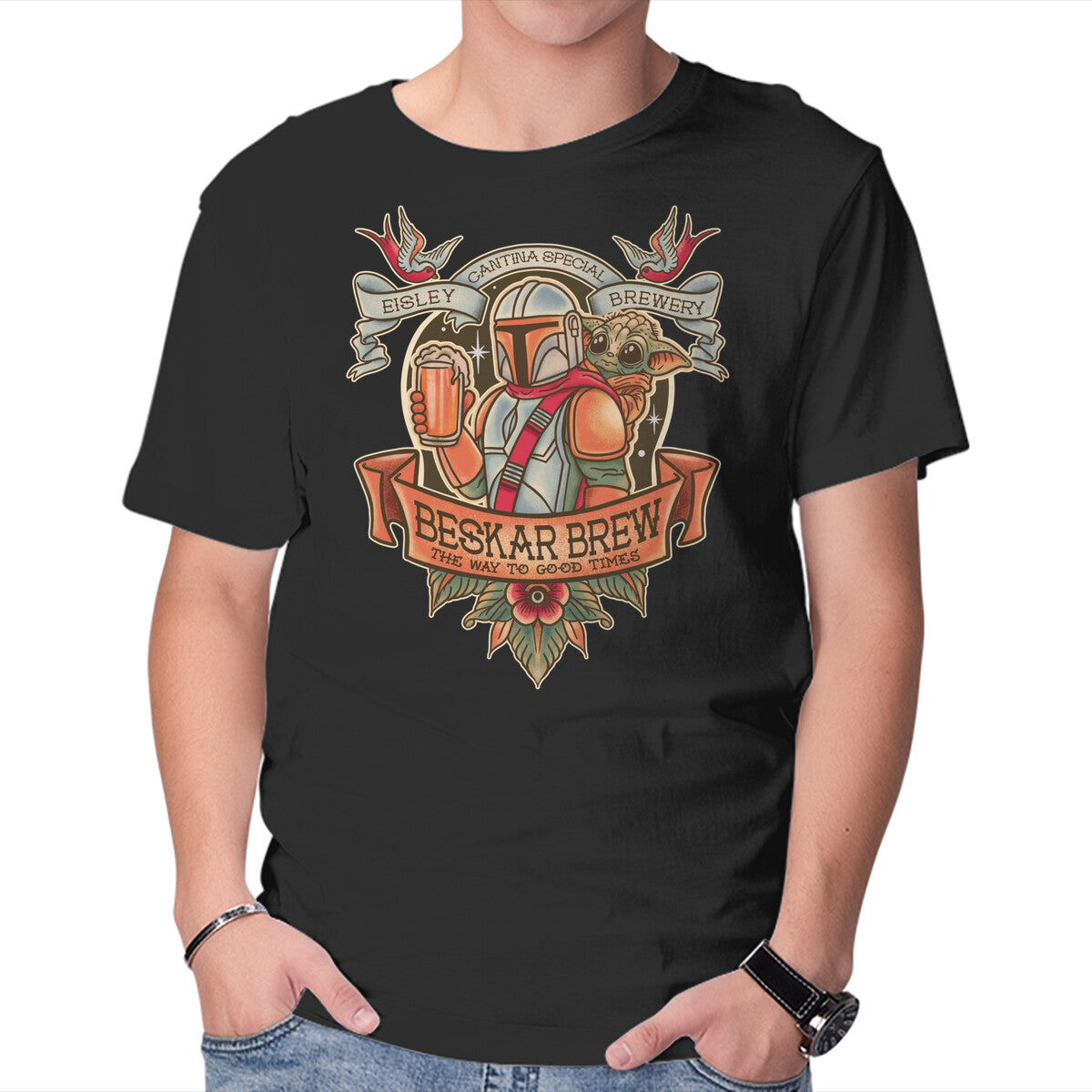 Unisex Crew Neck T-Shirt Beskar Brew Graphic Short Sleeve Casual Tee XXL
