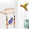 Accessories with Color Beads Bird Swing Toy Parrot Perch Stand Parrot Climbing Rack Bird Chew Toy