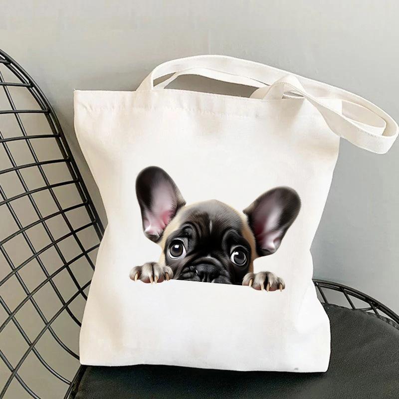 

Cute puppy canvas bag student ins fashion shoulder bag women s cross-border large-capacity work commuter messenger bag