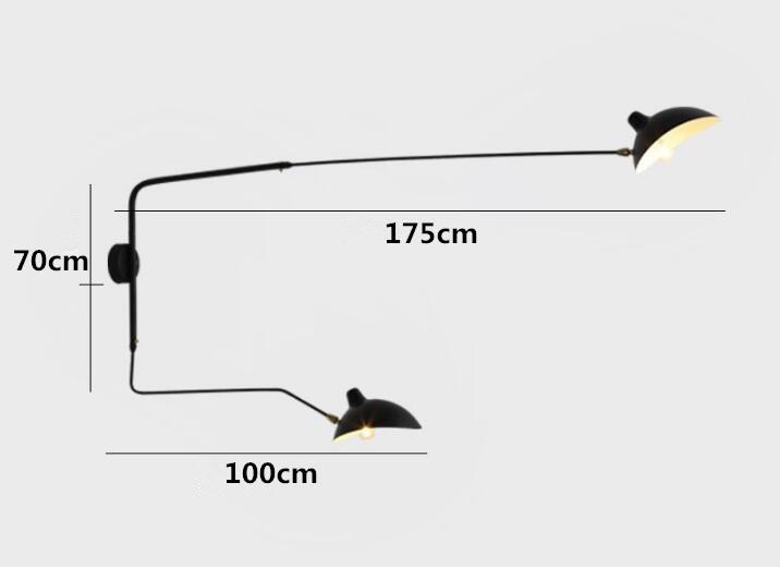 Modern Swing Wall Lamps Loft Adjustable Head Wall Lights Surface Installation Reading Wall Sconces E27 Indoor Wall Lamp 85-260v
