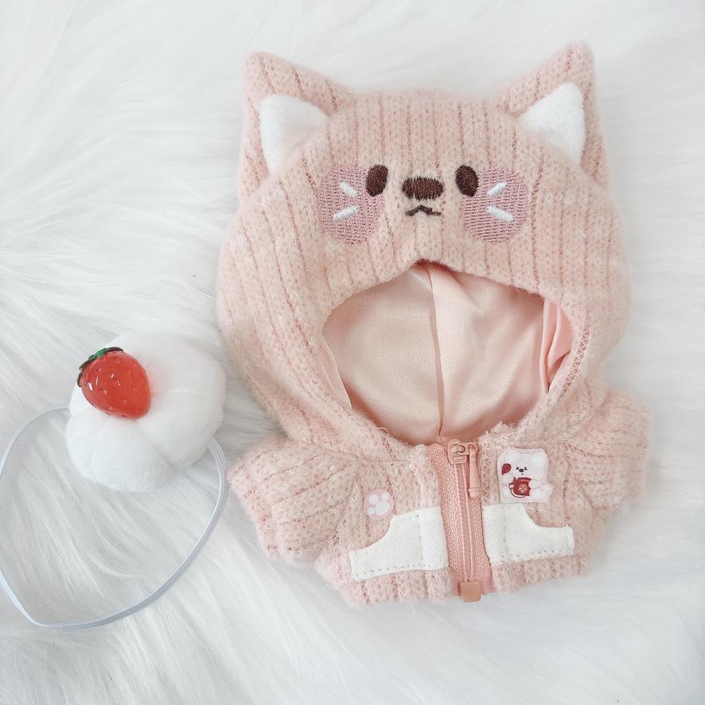 Animal Hoodie & Whip Headband Set for 10cm, Pink [Used]