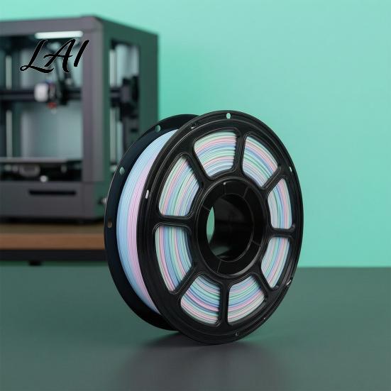 Low Shrinkage Filament Rainbow Gradient PLA 1.75mm 1KG Spool for FDM 3D Printers Warpage Printinng Roll