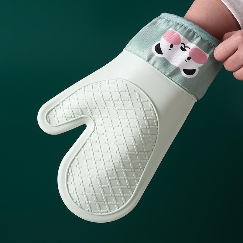 Thickened Silicone Heat-Resistant Baking Gloves: High-Temperature Anti-Scald Kitchen Gloves