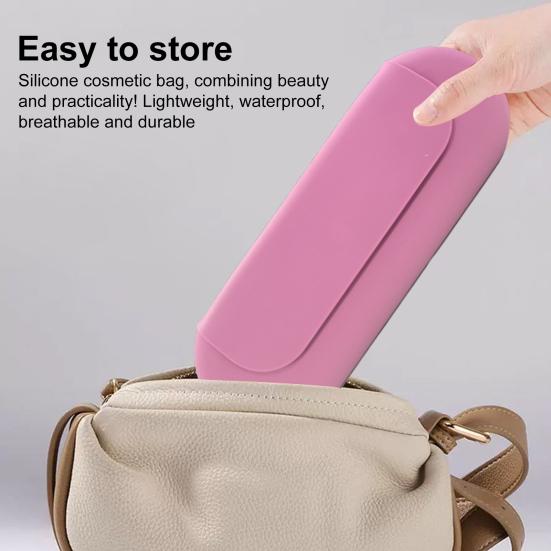 Silicone Makeup Brush Organizer Storage Box Large Capacity Magnetic Closure Waterproof Portable Travel Cosmetic Brush Case