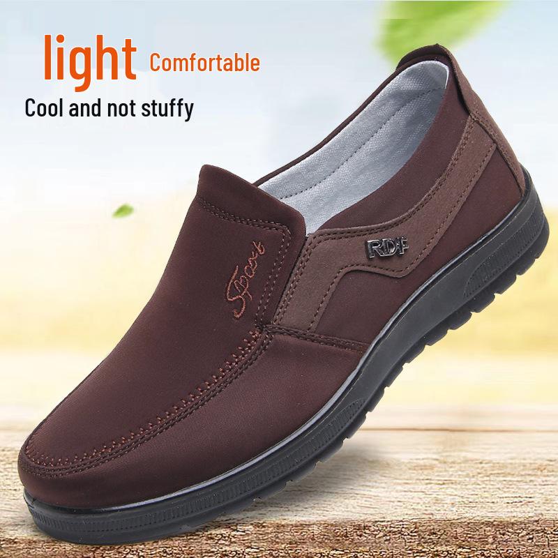 Men's Old Beijing Cloth Shoes: Breathable, Comfortable, Soft-Soled, Lightweight, Ideal for Spring/Autumn, Large Sizes for Middle-Aged & Elderly.