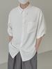 Men's Ice Silk Five-Point Sleeve Shirt - Loose, Wrinkle-Free Korean Fashion, Versatile Summer Top