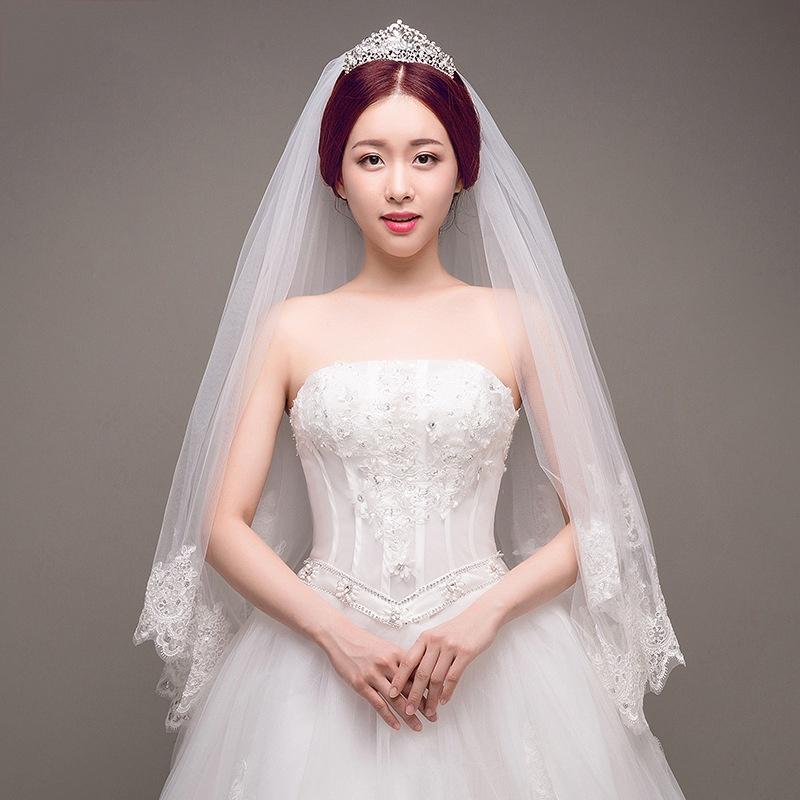 Elegant White Elegant Beauty Two Layer Short Net Tulle Bride For Wedding FL Elegant White Elegant Beauty Two Layer Short Net Tulle Bride For Wedding FL