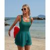 Charmoleaks Women One Piece Swimdress Tummy Control Swimsuits Full Coverage Bathing Suit Modest Mesh Sheer Swim Skirt