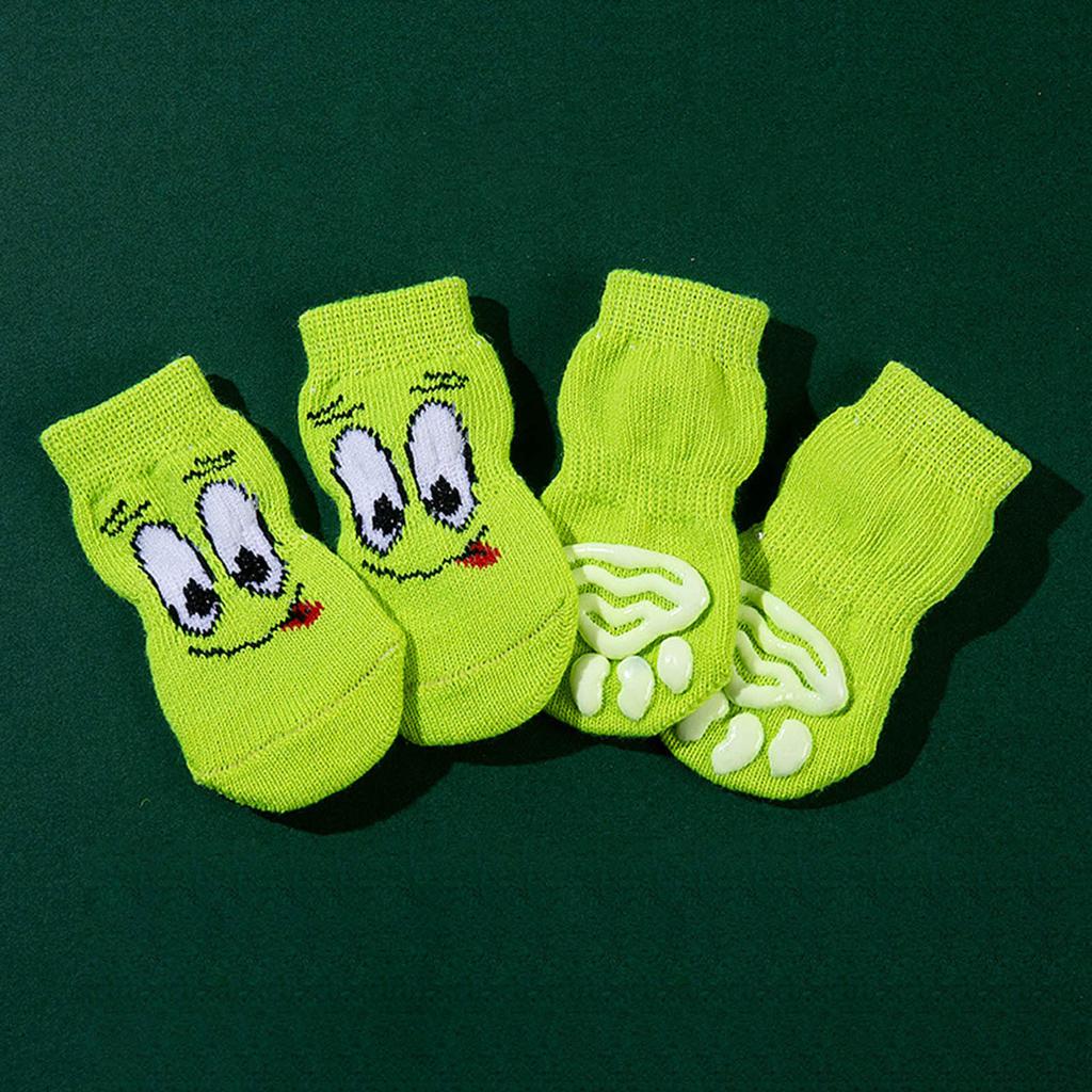 4lots Antiskid Dog Paw Protectors Warm Dog Socks Small Cat Knitted Warm Socks for Indoor and Outdoor Use