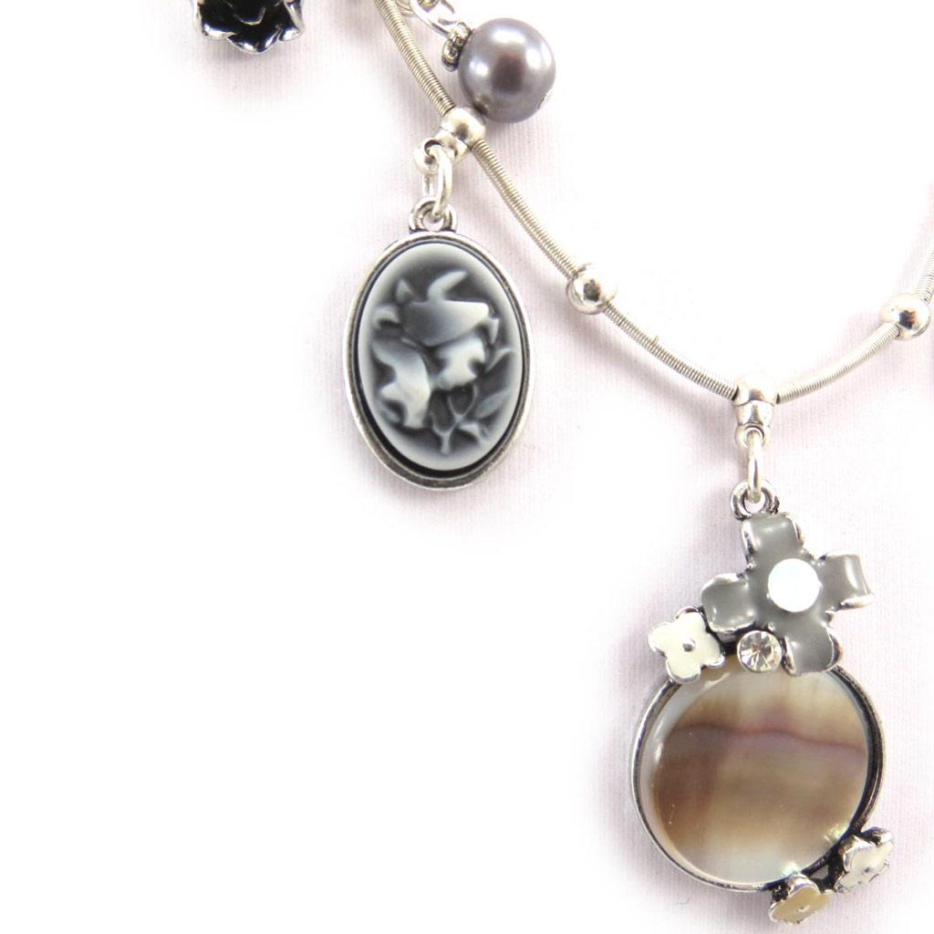 Les Trésors De Lily [J7942] - Silver Gray 'Scarlett' Designer Necklace