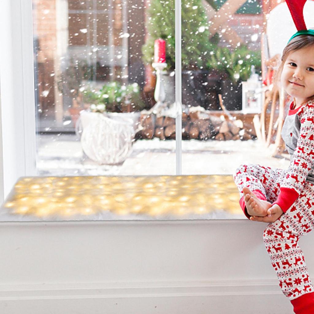 Christmas Snow Blanket With Led Light Christmas Village Snow Blanket With Lights Fake Mat Tablecloth Folding Spacious