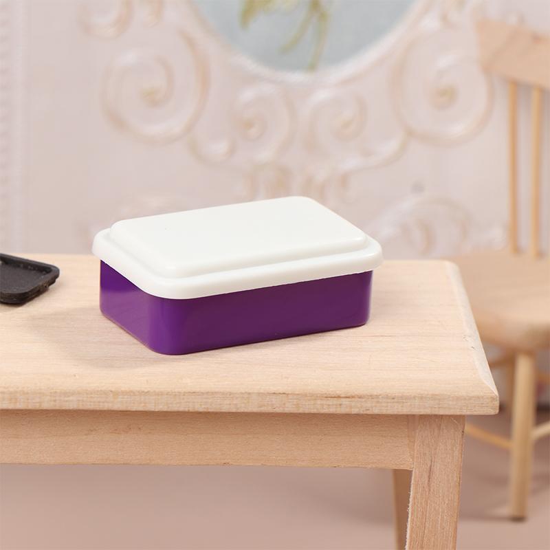 1:12 Scale Dollhouse Kitchen Lunch Box Simulation Plastic Storage Box Mini Fresh Keeping Box Food Tableware Decor Toy Model