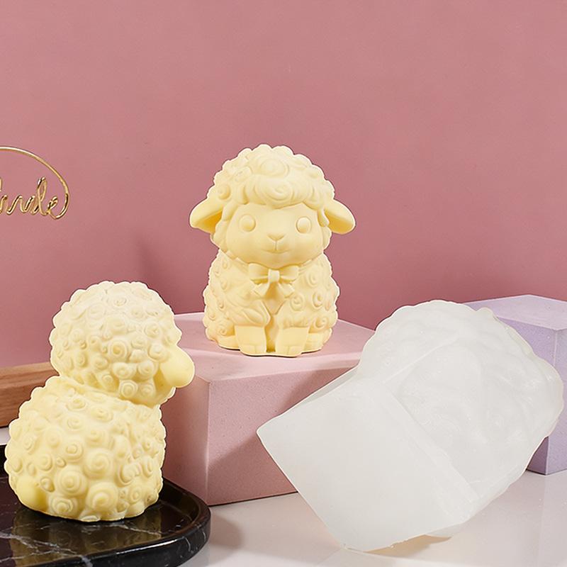 3D Fluffy Sheep Silicone Mold Cute Lamb Candle Making Mould for Soap Resin Plaster DIY Craft Decor