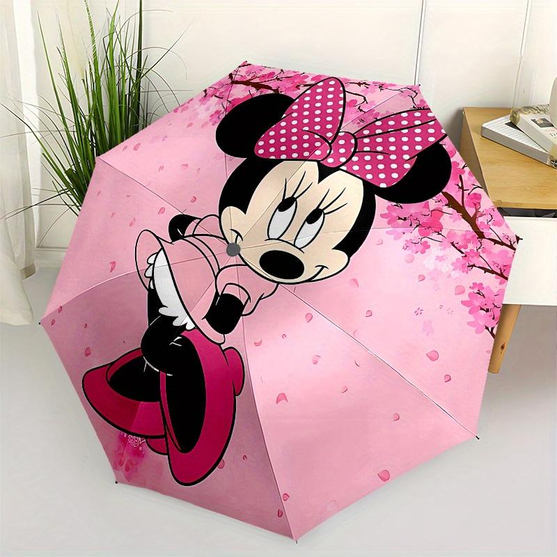 Disney Minnie Mouse Manual Opening and Closing Umbrella - 8-Rib Reinforced Folding Design, Lightweight and Portable, Suitable for Daily Busi