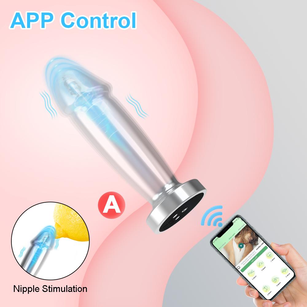 Metal APP Anal Plug Vibrator Wireless Bluetooth Remote Control Butt Plug Massager Anal Trainer Sex Toys for Women Men Adult 18