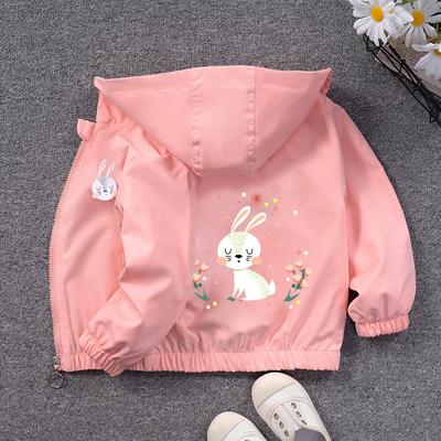 1 2 3 4 5 6 Years Spring Baby Girls Jacket Cartoon Sloth Print Little Princess Coat Hooded Zipper Boys Windbreaker Kids Clothes