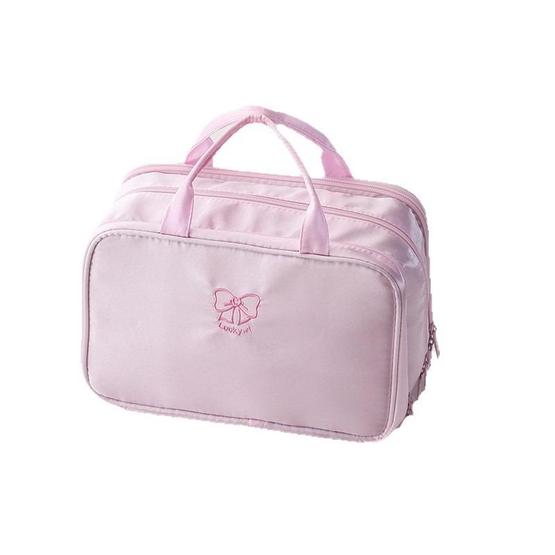 Makeup Bag - Three-layer Portable Hand-held Makeup Bag - Checkered Storage Bag - Large Capacity Travel Makeup Bag - Toiletry Bag Regular number розовый