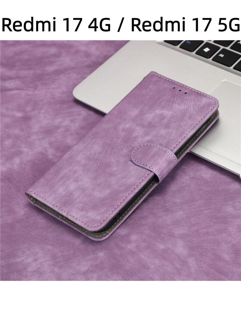 For Redmi 17 4G / Redmi 17 5G Flip Case RFID tection Dual-Layer Card Slot Soft Silicone External Leather Stand Holder Flip Cover