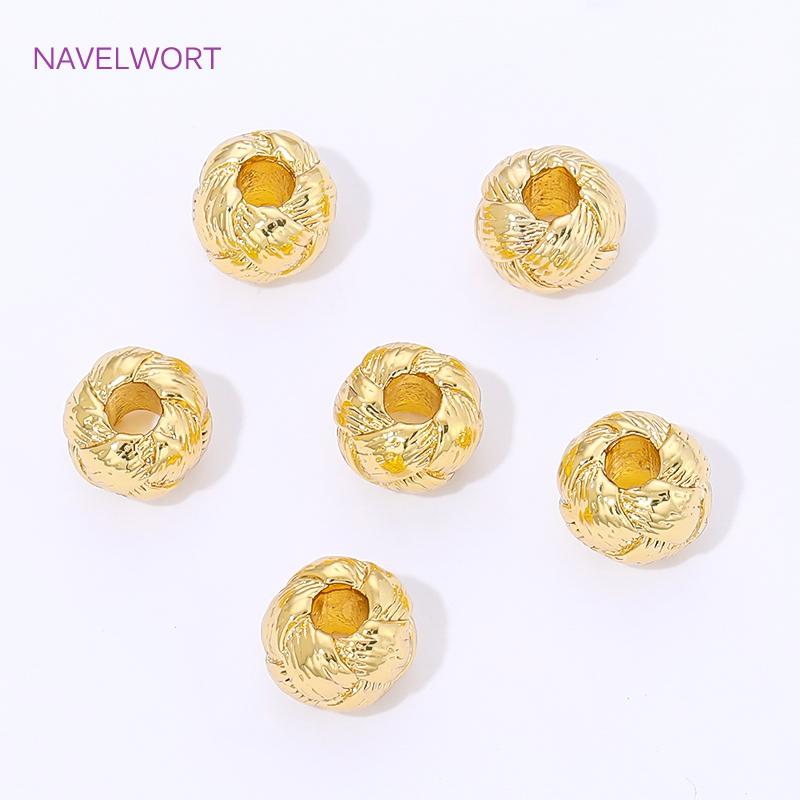 6.7mm*5.2mm Brass Round Spacer Beads 18K Gold Plated Loose Beads For Bracelet Making,Beads Separators,DIY Jewelry Accessories