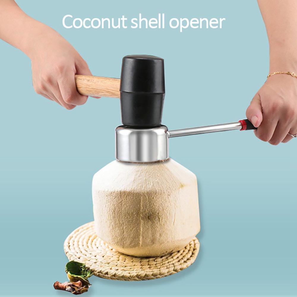 Steel For Young Coconuts Coconut Opener Coconut Opening Tool Set Hammer Coconut Shell Puncher