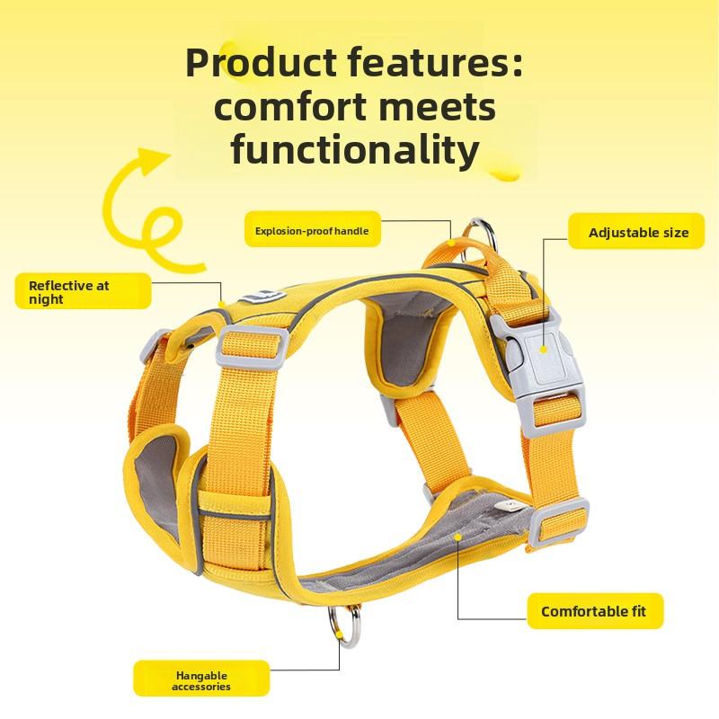 Dog Leash Vest Type Dog Chest and Back Anti-explosion Impact Medium and Large Dog Reflective Chest and Back Strap Anti-escape Dog Leash