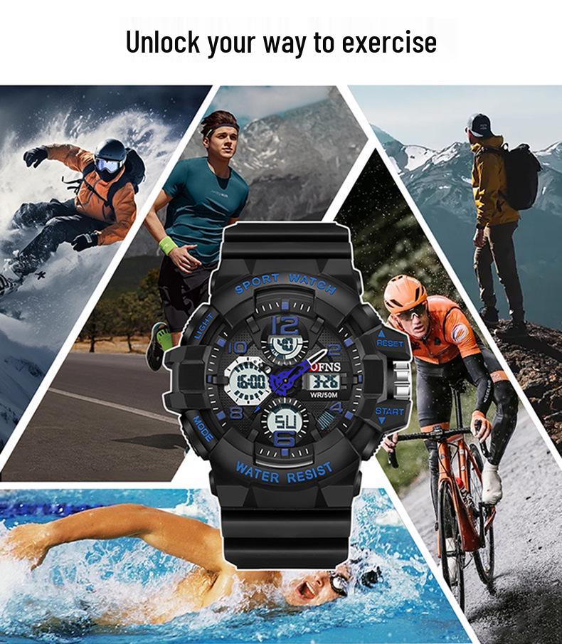 OFNS Men's Multifunctional Trendy Electronic Watch with Timer & Stopwatch