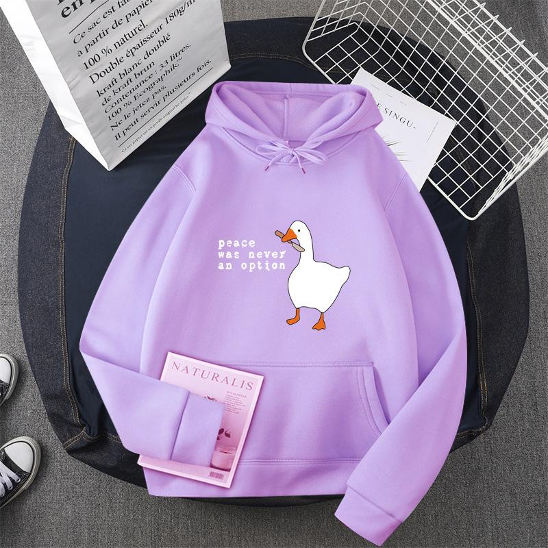 Casual sweater men's and women's autumn and winter new big white goose couple hooded jumper