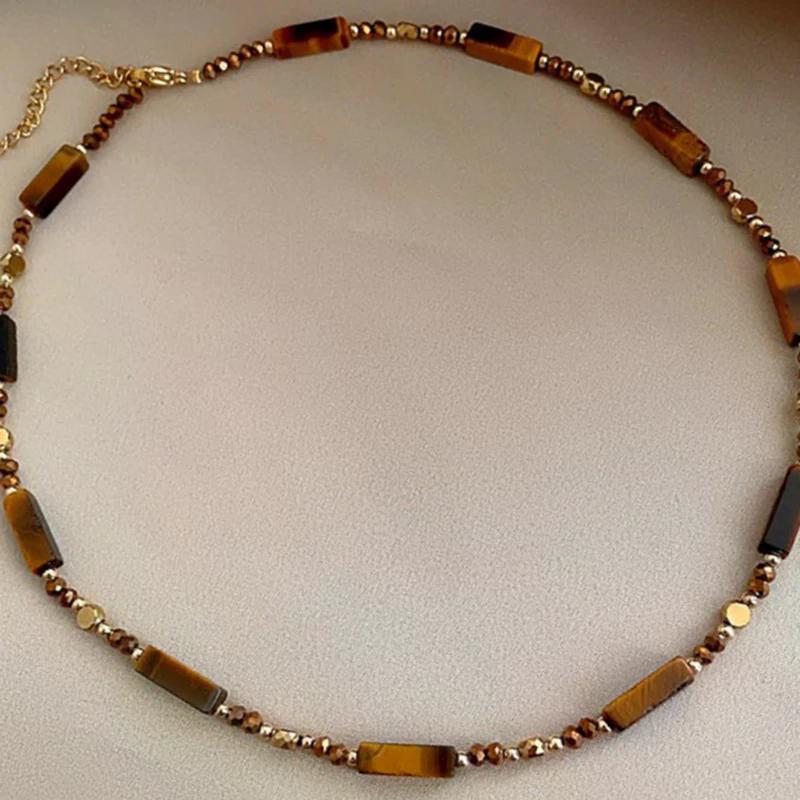 1/2 Pcs Collier Pendentif Stratifié Oeil de Tigre Style Rétro pour Femmes Filles Chaîne de Pull de Luxe Léger Bijoux Cadeaux