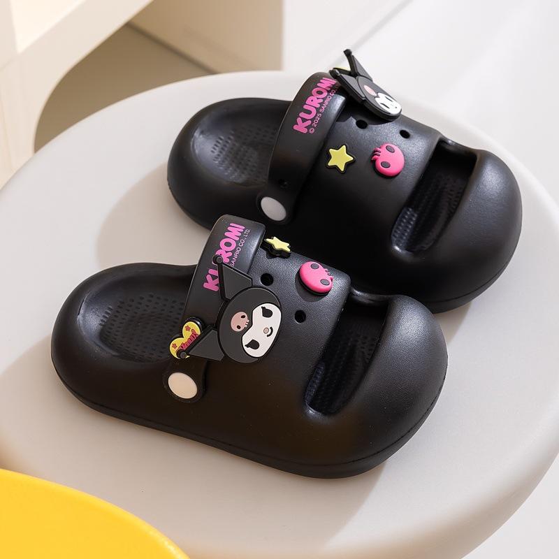Authentic Kuromi Summer Children s Clogs for Girls, Non-Slip, Comfortable, Closed-Toe Beach Sandals 170Code（Inner Length17C чёрный
