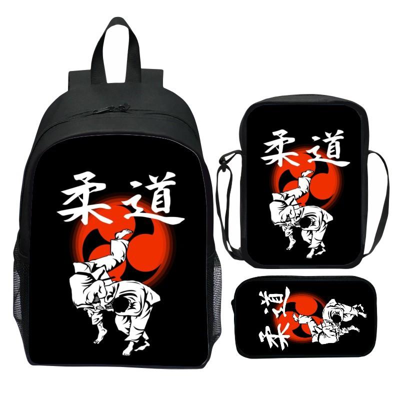 Nuovo zaino JUDO Judo stampato a 3 pezzi cartone animato karate casual leggero zaino per scuola elementare borsa a tracolla astuccio