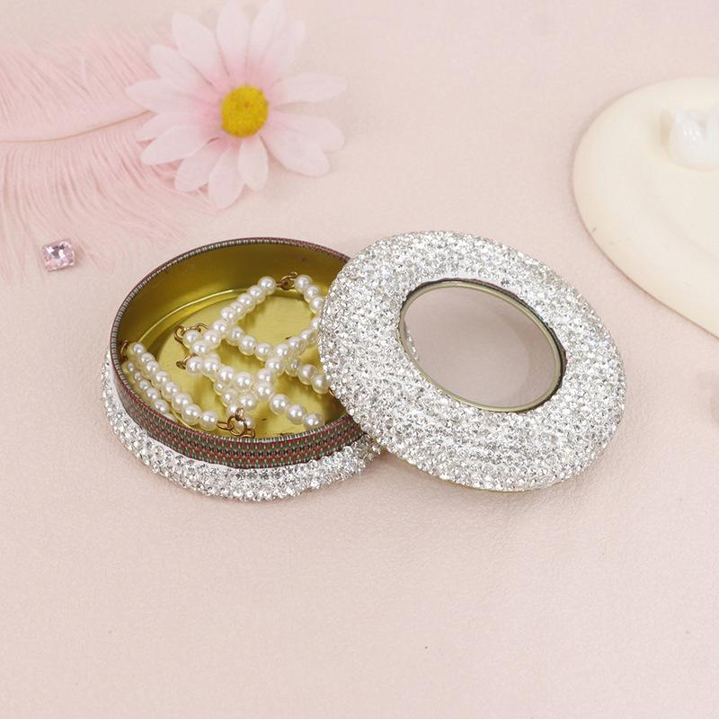 

Rhinestone tinplate box, saffron gift box, jewelry box, necklace, data cable, small items, diamond-encrusted