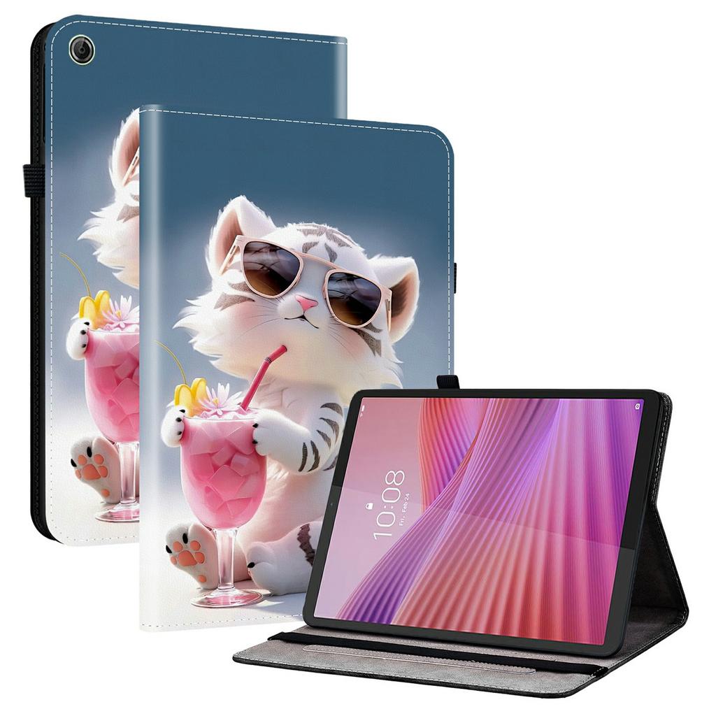 For Lenovo Tab K9 Leather Case Pattern Printed Stand Tablet Cover with Card Slots
