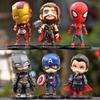 6pcs/set Marvel Avengers Black Panther Thanos Ironman Spiderman Captain American Hulk Figure Model Toys Birthday Gift