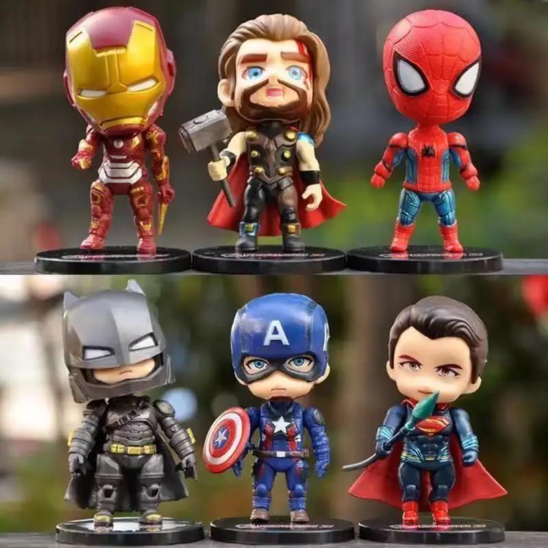 6pcs/set Marvel Avengers Black Panther Thanos Ironman Spiderman Captain American Hulk Figure Model Toys Birthday Gift