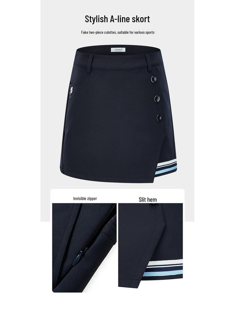 TTYGJ Women's Pleated A-line Golf Skirt - Slimming, Anti-Exposure, Autumn/Winter Outdoor Sports Wear