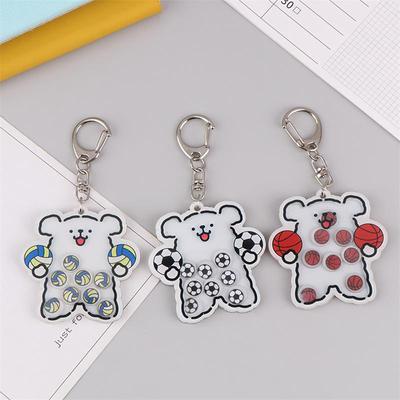 Creative Line Puppy Shake It Football Basketball Volleyball Keychain Cute Cartoon Dog Ornaments Funny Acrylic Bag Pendants Gifts