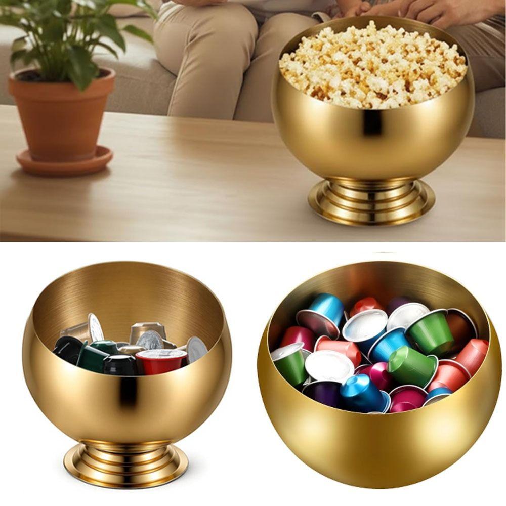 Large Capacity Coffee Pod Holder Stainless Steel Multifunctional Usage Coffee Capsule Holder Wide Mouth Gold Color Storage Bowl