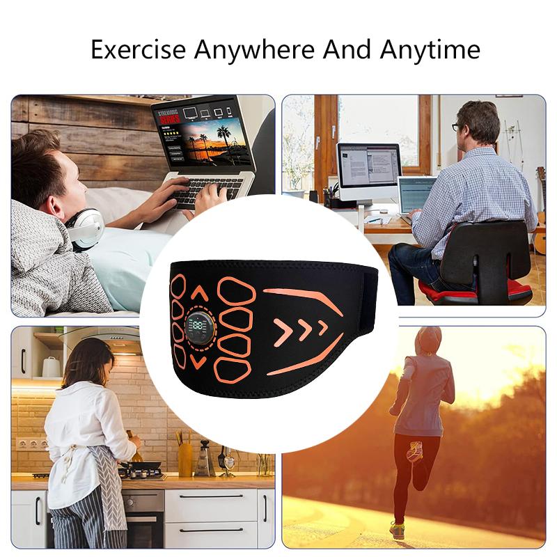 120cm Smart Abdominal Toning Belt EMS Muscle Stimulator Muscle Toner Body Massager USB Charge Weight Loss Home Fitness Massage
